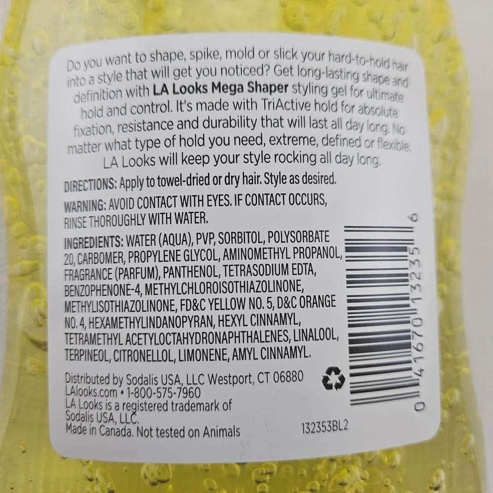 LA Looks Mega Shaper Alcohol Free Hair Gel Hold Level 9 All Hair Types 20 oz x 2